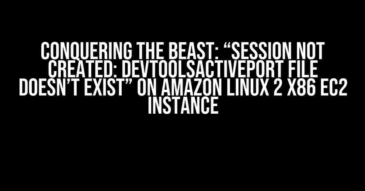 Conquering the Beast: “Session not created: DevToolsActivePort file doesn’t exist” on Amazon Linux 2 x86 EC2 Instance